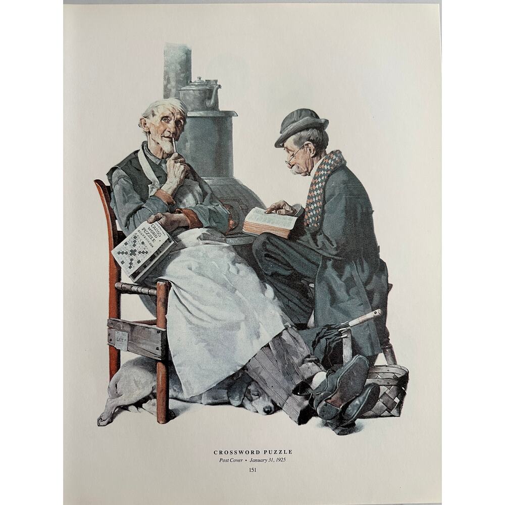 Norman Rockwell, Crossword Puzzle, Friends, Tea Kettle, Sleeping Dog, January 19